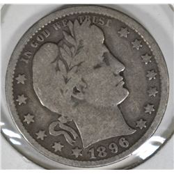 1896-O BARBER QUARTER  VG