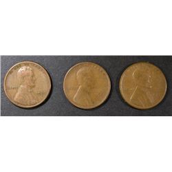 1922-D VG, 24-D FINE, 26-S VG LINCOLN CENTS