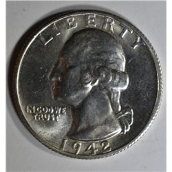 1942-S WASHINGTON QUARTER BU