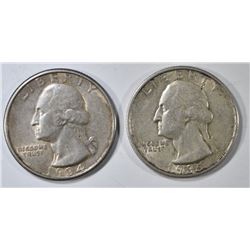 1935-S & 34-D MED MOTTO WASHINGTON QUARTERS XF