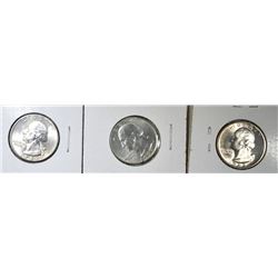 1939, 43-S, 49-D WASHINGTON QUARTERS CH BU