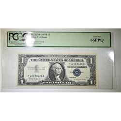 1957B SILVER CERTIFICATE PCGS 66 PPQ STAR NOTE