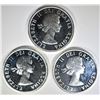 Image 2 : 3-CH BU 1963 CANADIAN SILVER DOLLARS