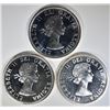Image 2 : 3-CH BU 1964 CANADIAN SILVER DOLLARS