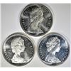 Image 2 : 3-CH BU 1966 CANADIAN SILVER DOLLARS
