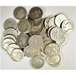 $5.00 FACE VALUE 90$ SILVER DIMES- MIXED