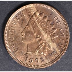 1907 INDIAN CENT  CH/GEM BU  FULL RED