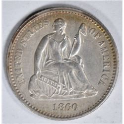 1860 SEATED  HALF DIME  CH/GEM UNC