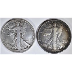 1917 VF/XF & 1938-D FINE WALKING LIBERTY HALVES