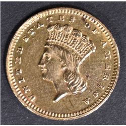 1873 CLOSED 3 GOLD DOLLAR  INDIAN PRINCESS AU/BU