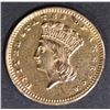 Image 1 : 1873 CLOSED 3 GOLD DOLLAR  INDIAN PRINCESS AU/BU