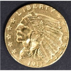 1911 $2.5 GOLD INDIAN  CH BU