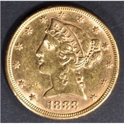 1888-S $5 GOLD LIBERTY  NICE BU