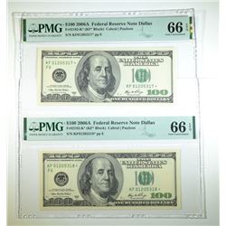 2 2006A $100 FED. RES. NOTE DALLAS PMG 66 EPQ