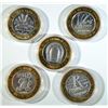 Image 2 : 5 LIMITED EDITION $10 SILVER GAMING TOKENS