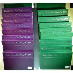 2 EACH 1990-1999 U.S. PROOF SETS