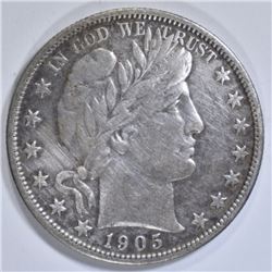 1905-S BARBER HALF DOLLAR XF