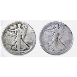 1916-D & 19-D WALKING LIBERTY HALF DOLLARS GOOD