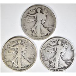 1917 & 2 17-S REV. WALKING LIBERTY HALVES G-VG