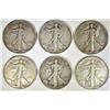 Image 1 : 6 WALKING LIBERTY HALF DOLLARS MOSTLY XF