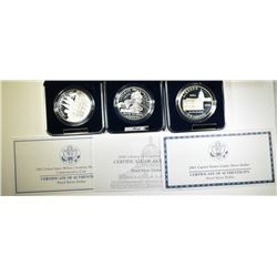 3-MODERN PROOF COMMEM SILVER DOLLARS: