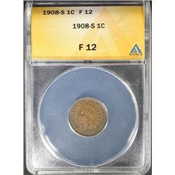 1908-S INDIAN CENT ANACS F-12