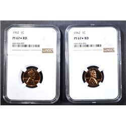 2-1962 LINCOLN CENTS NGC PF-67* RED