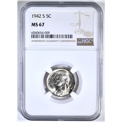 1942-S SILVER JEFFERSON NICKEL NGC MS-67