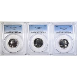 1965, 1966, & 1967 SMS QUARTERS, PCGS SP67