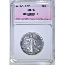 1917-D REV. WALKING LIBERTY HALF, PNA CH BU