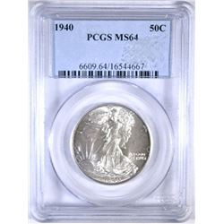 1940 WALKING LIBERTY HALF DOLLAR PCGS MS-64