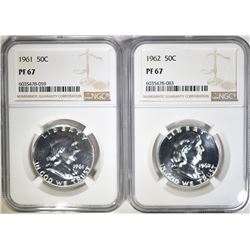 1961 & 62 FRANKLIN HALF DOLLARS NGC PF-67