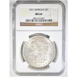 1921 MORGAN DOLLAR NGC MS-64