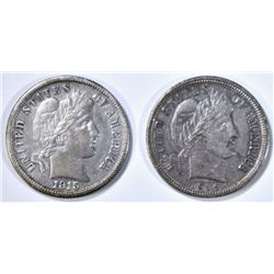 1914-D & 15 BARBER DIMES AU