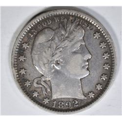 1892 BARBER QUARTER XF