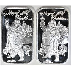 2-2020 MERRY CHRISTMAS 1oz .999 SILVER BARS