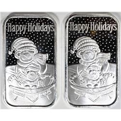 2-2020 HAPPY HOLIDAYS 1oz .999 SILVER BARS
