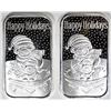 Image 1 : 2-2020 HAPPY HOLIDAYS 1oz .999 SILVER BARS