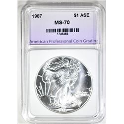 1987 AMERICAN SILVER EAGLE, APCG PERFECT GEM BU