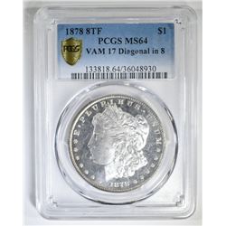 1878 8TF MORGAN DOLLAR  PCGS MS-64