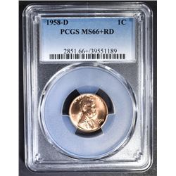 1958-D LINCOLN CENT  PCGS MS-66+ RD
