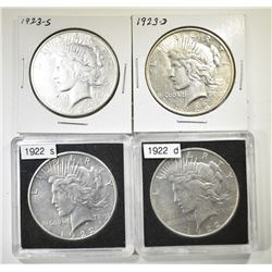 1992-D,S & 1923-D,S PEACE DOLLARS