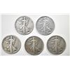 Image 1 : LOT OF 5 WALKING LIBERTY HALF DOLLARS: