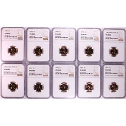 1956-1964 Proof Lincoln Cent (10) Coin Set NGC PF68RD Including Small & Large Date