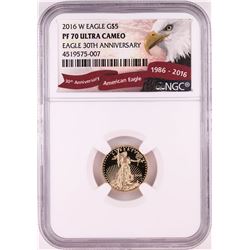 2016-W $5 Proof American Gold Eagle Coin NGC PF70 Ultra Cameo
