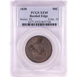 1838 Reeded Edge Capped Bust Half Dollar Coin PCGS XF45