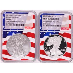 Lot of 2019-W $1 Burnished/Proof American Silver Eagle Coins NGC MS70/PF70 Ultra Cameo
