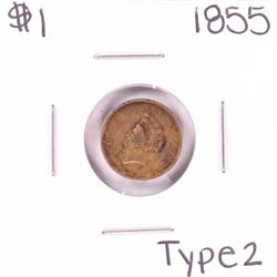 1855 Type 2 $1 Liberty Head Gold Dollar Coin