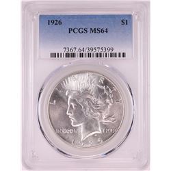 1926 $1 Peace Silver Dollar Coin PCGS MS64