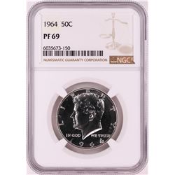 1964 Proof Kennedy Half Dollar Coin NGC PF69